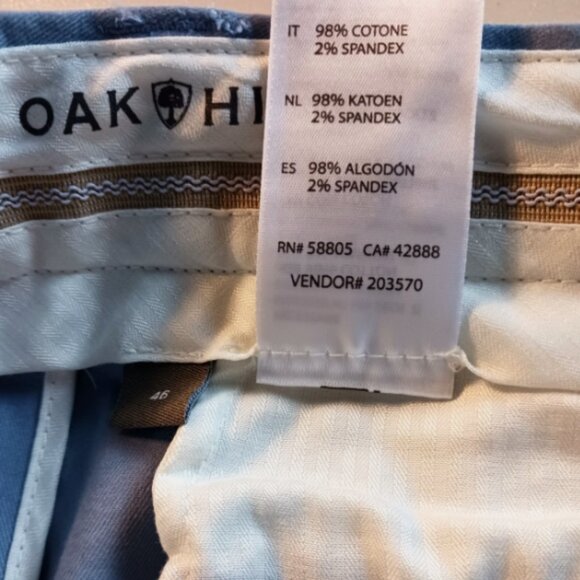 Oak Hill Mens Shorts Size 46 Flat Front Stretch Twill Chino Blue Cotton Blend - Picture 8 of 10